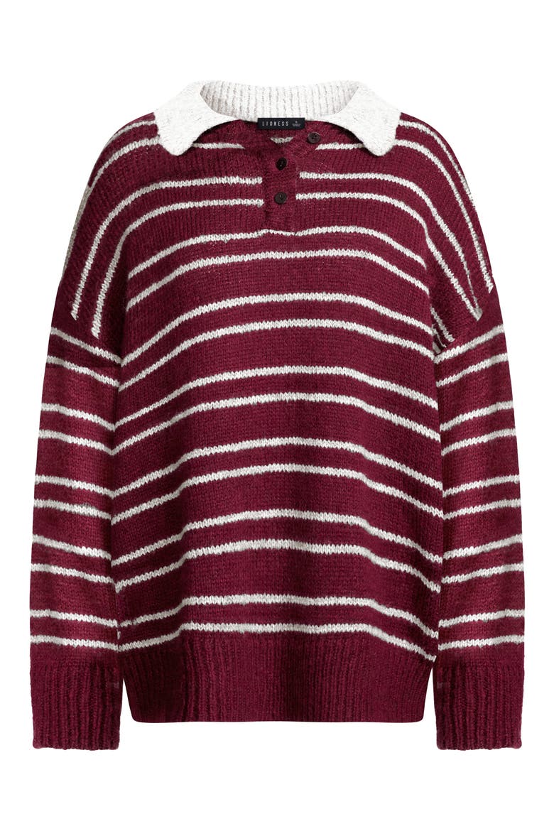 Rising Sun Stripe Polo Sweater, Alternate, color, CRIMSON