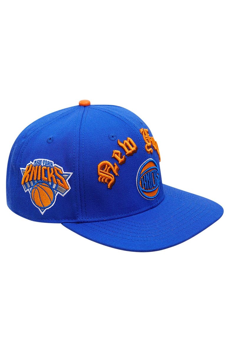 PRO STANDARD Men's Pro Standard Blue New York Knicks Old English Snapback Hat, Main, color, 