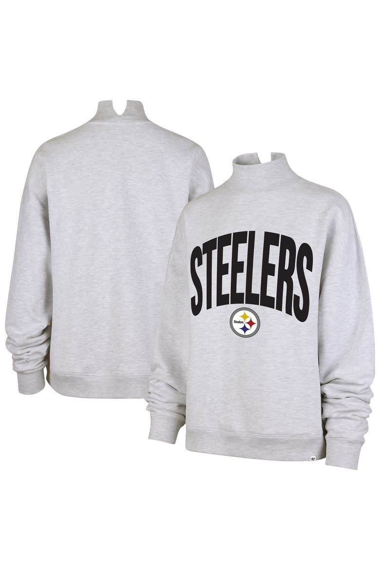 Women's '47  Gray Pittsburgh Steelers Subtle Muse Mock Neck Sweatshirt, Main, color, Gray