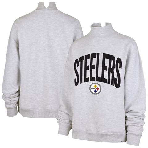 Women's '47  Gray Pittsburgh Steelers Subtle Muse Mock Neck Sweatshirt