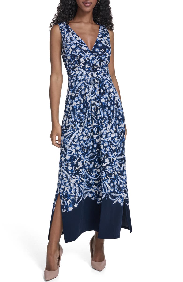 Tommy Hilfiger Surplice Jersey Maxi Dress, Main, color, Sky Captain Multi