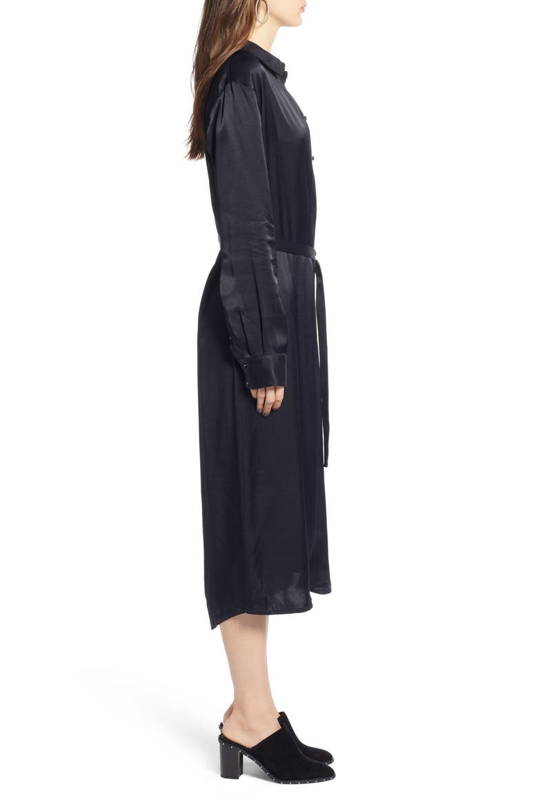 Midi Shirtdress, Alternate, color, BLACK