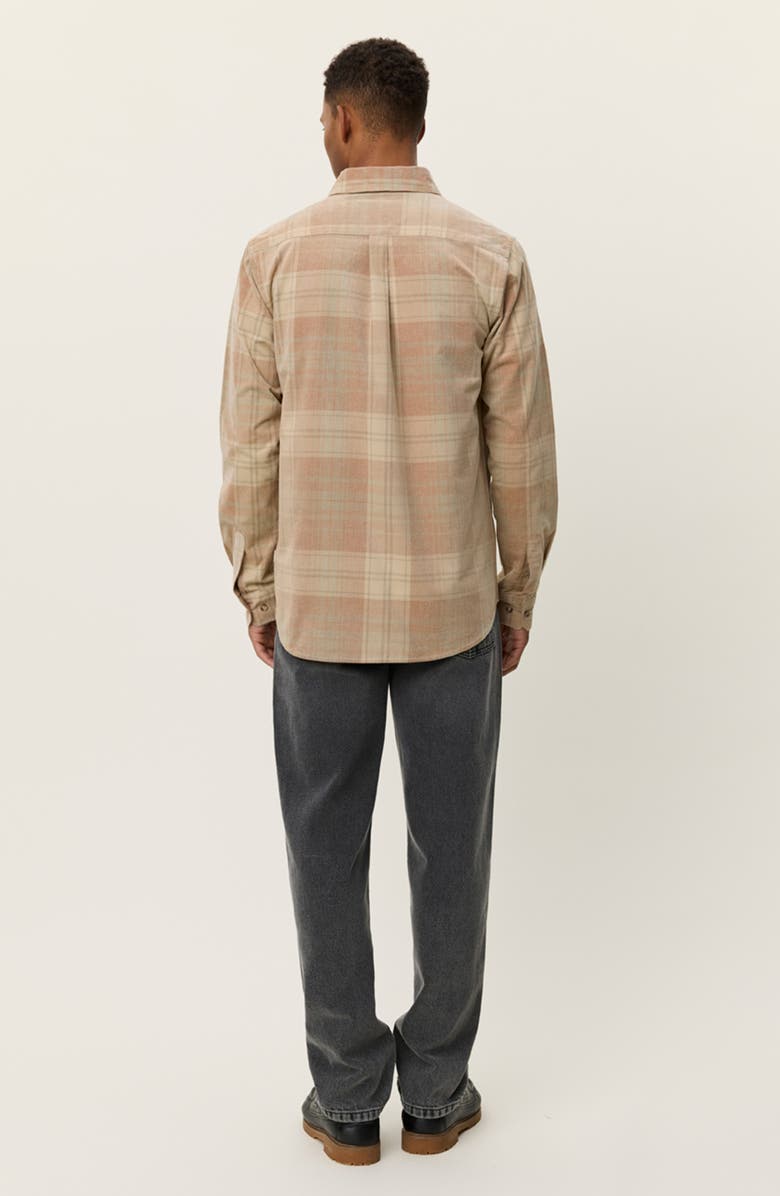 Les Deux Kash Check Corduroy Button-Down Shirt, Alternate, color, Dark Sand