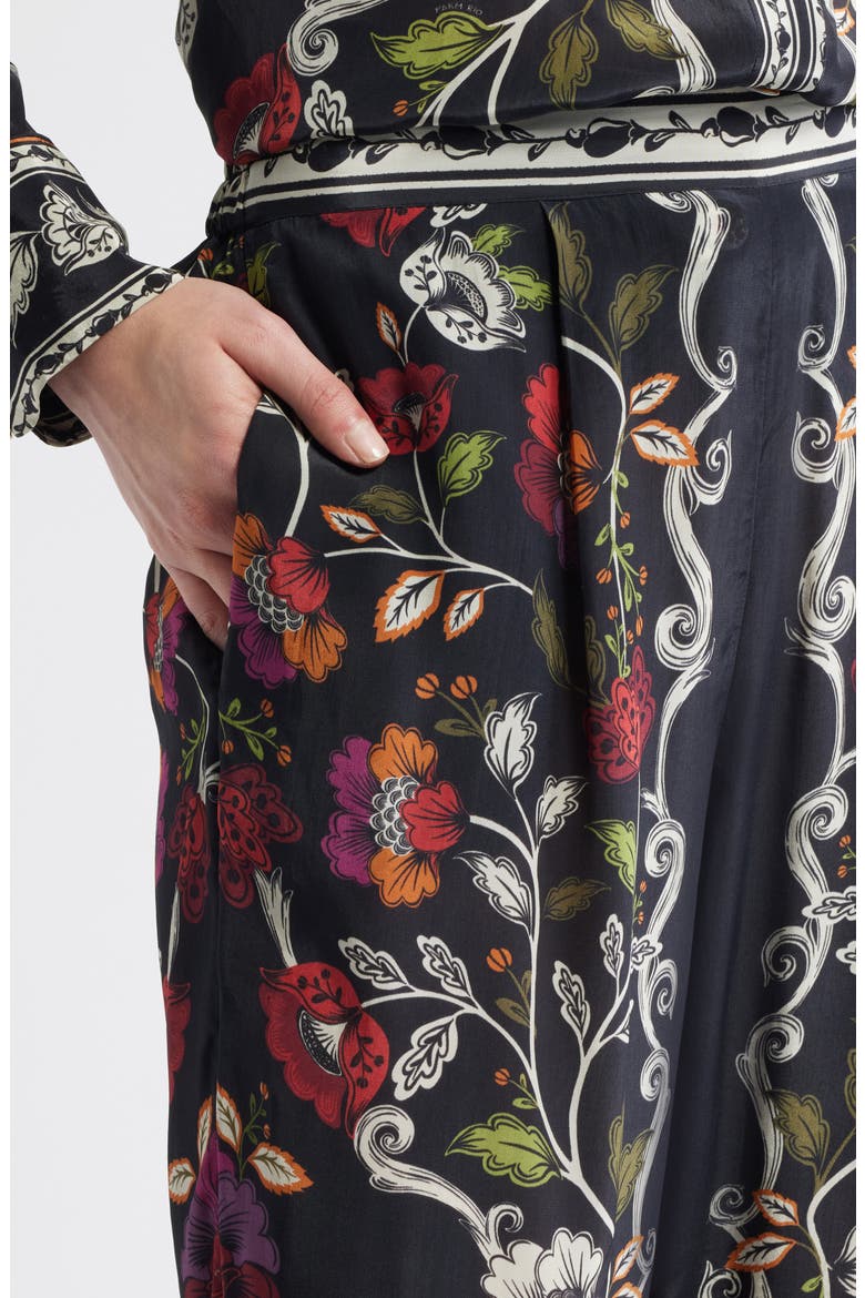 Rococco Floral Straight Leg Pants, Alternate, color, BLACK