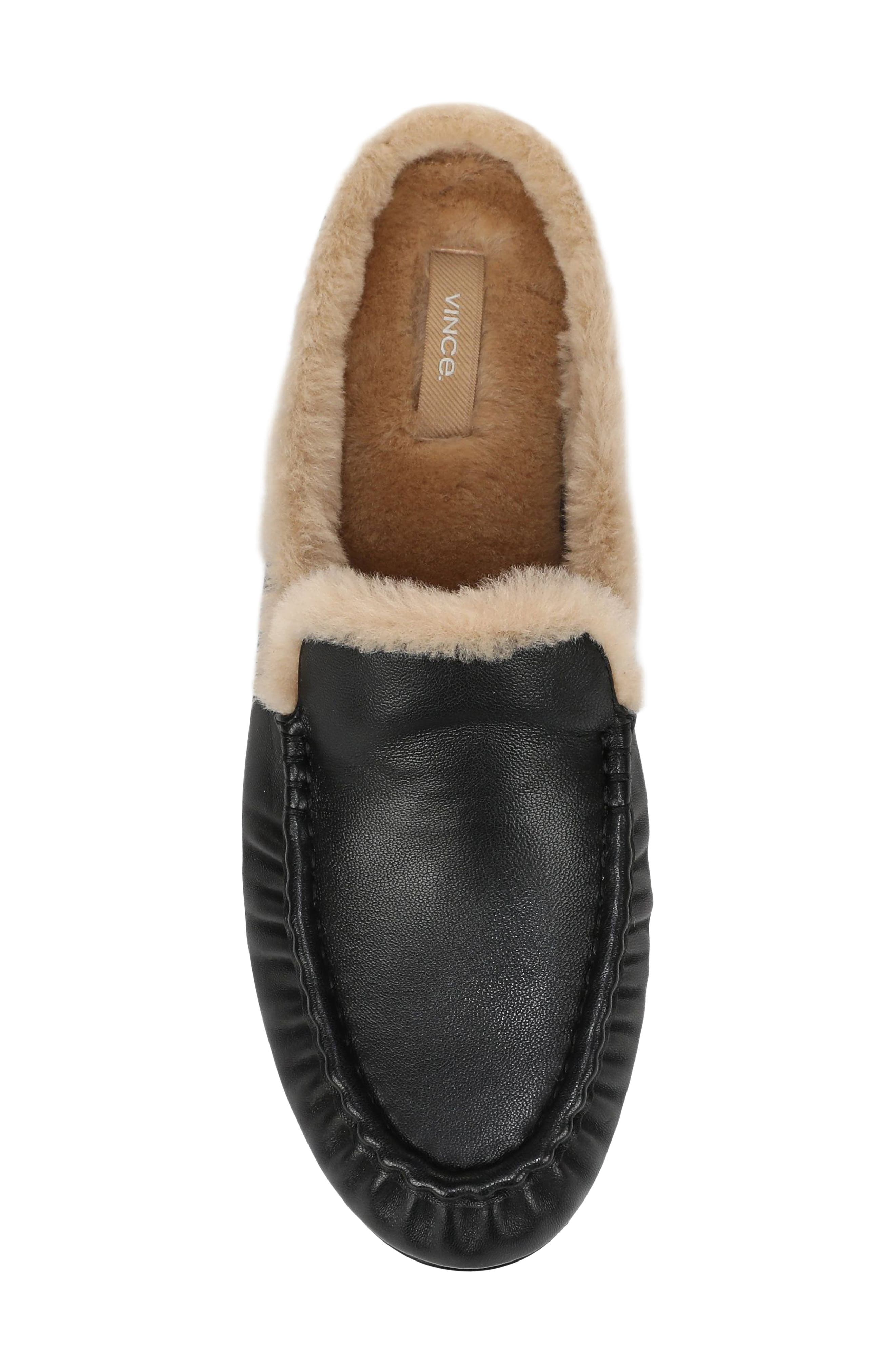 Tevin Genuine Shearling Mule, Alternate, color, BLACK NAPPA LEATHER
