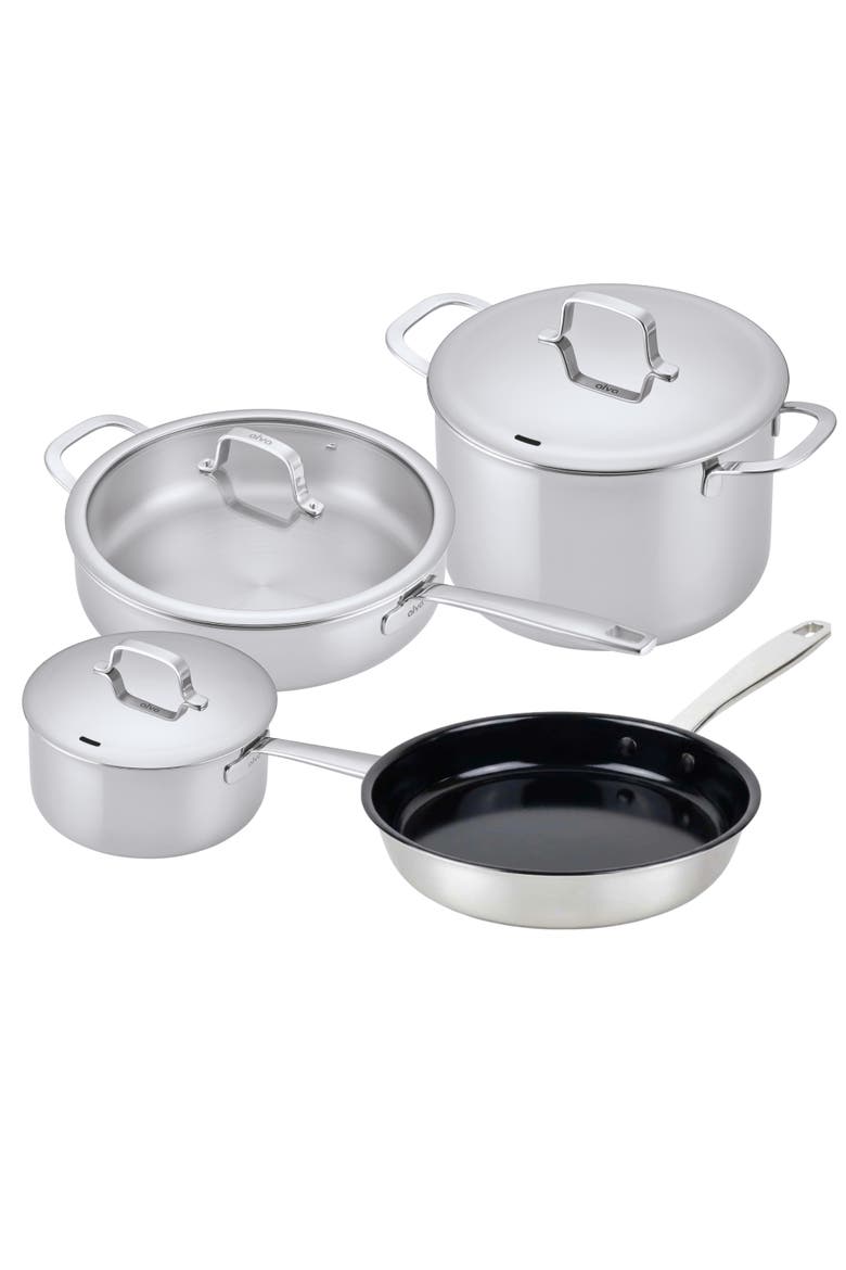 Maestro 7-Piece Hybrid Stainless Steel Cookware Set, Main, color, Black