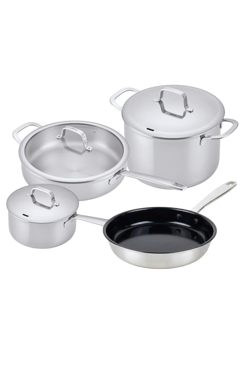 Alva Maestro 7-Piece Hybrid Stainless Steel Cookware Set, Main, color, Black