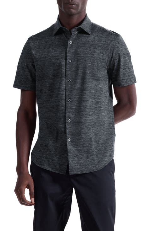 Miles OoohCotton® Space Dye Short Sleeve Button-Up Shirt