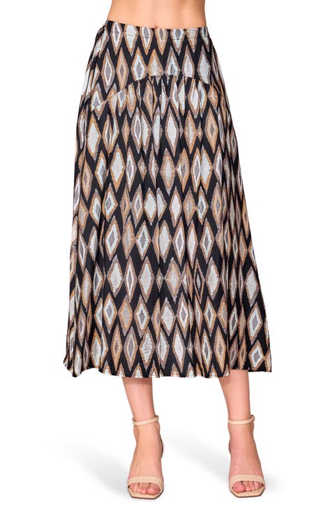 Geo Print Midi Skirt