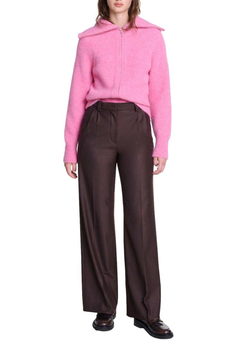 maje Wide-leg suit trousers, Alternate, color, Brown