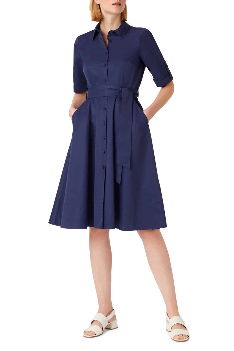 Tyra Roll Tab Sleeve Shirtdress, Main, color, FRENCH BLUE