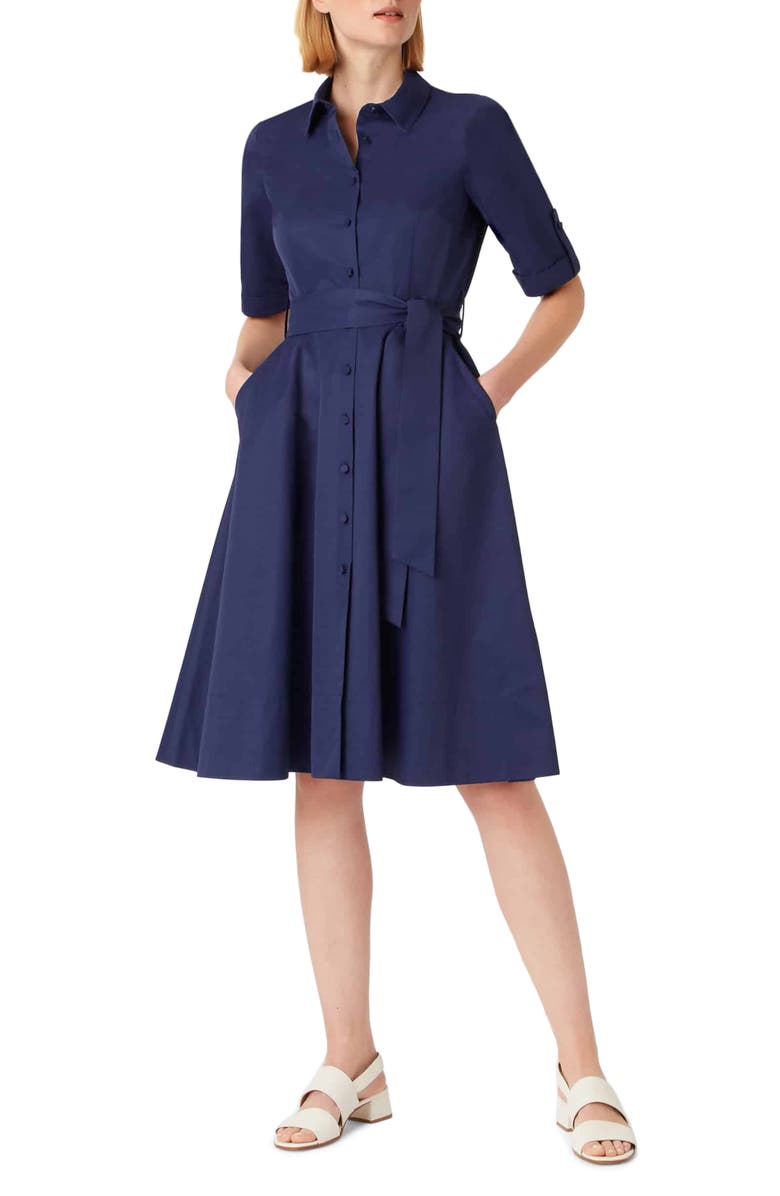 Hobbs Tyra Roll Tab Sleeve Shirtdress, Main, color, 