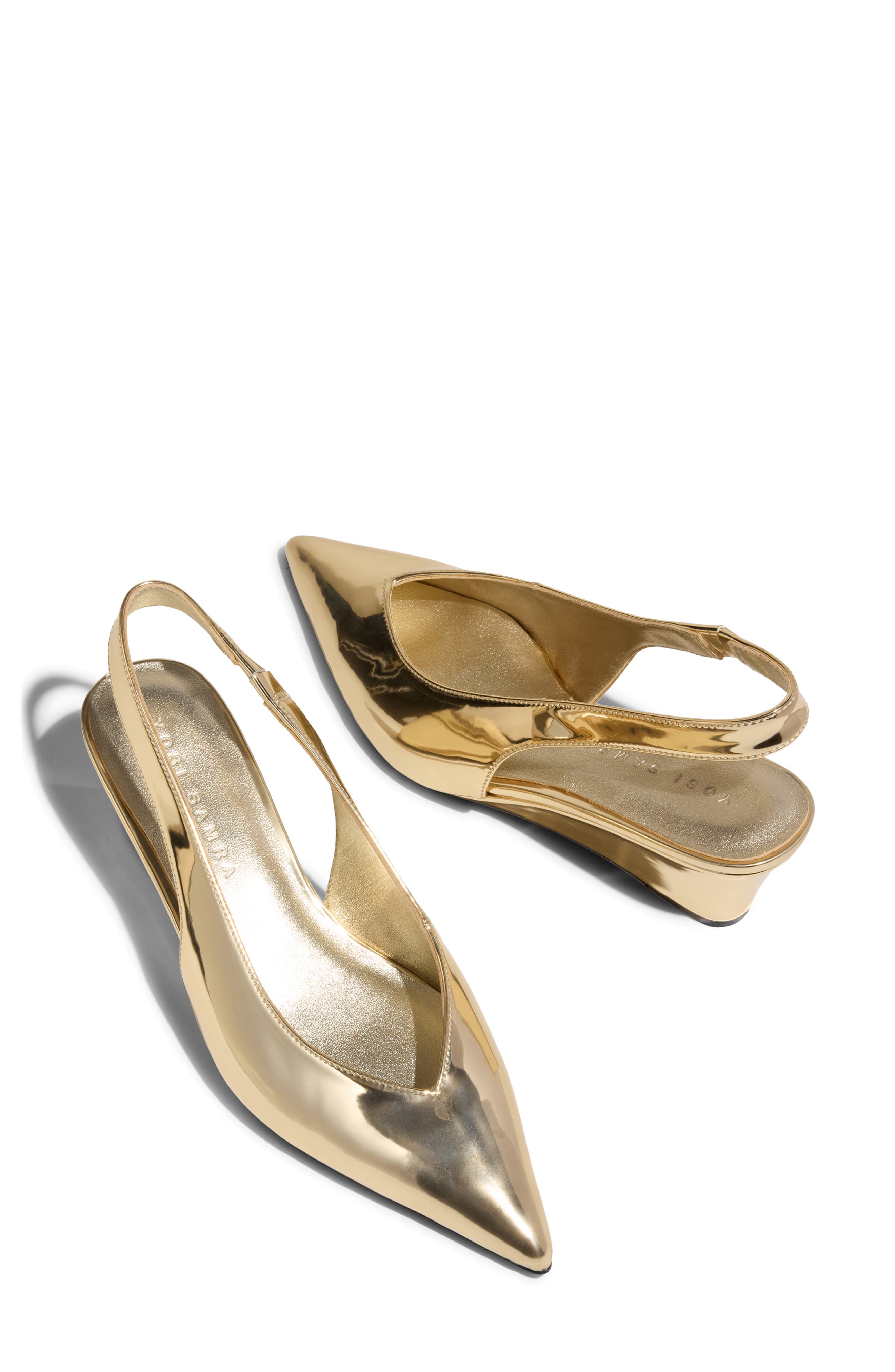 Yosi Samra Phoebe Slingback Pointed Toe Pump, Alternate, color, Gold