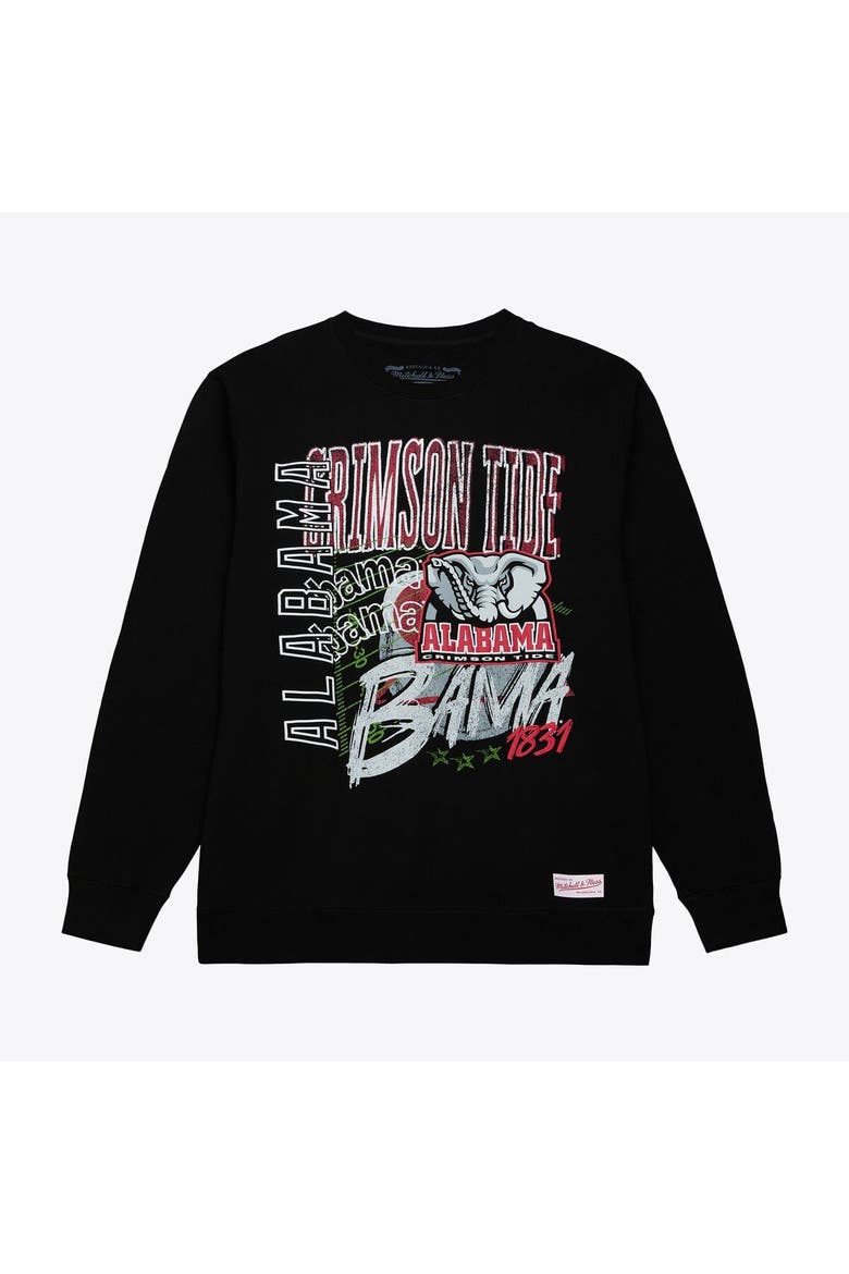 Men's Mitchell & Ness  Black Alabama Crimson Tide Half Time Fleece Crewneck Sweatshirt, Main, color, Black