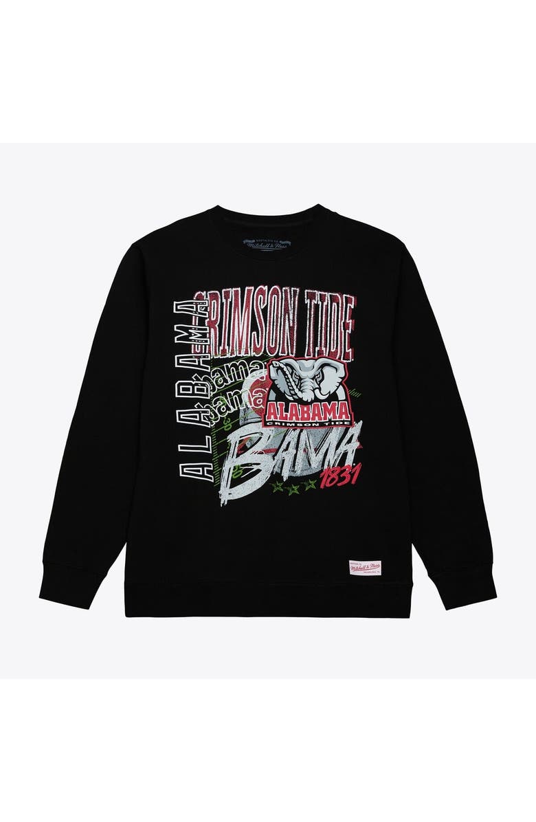 Mitchell & Ness Men's Mitchell & Ness  Black Alabama Crimson Tide Half Time Fleece Crewneck Sweatshirt, Main, color, Black