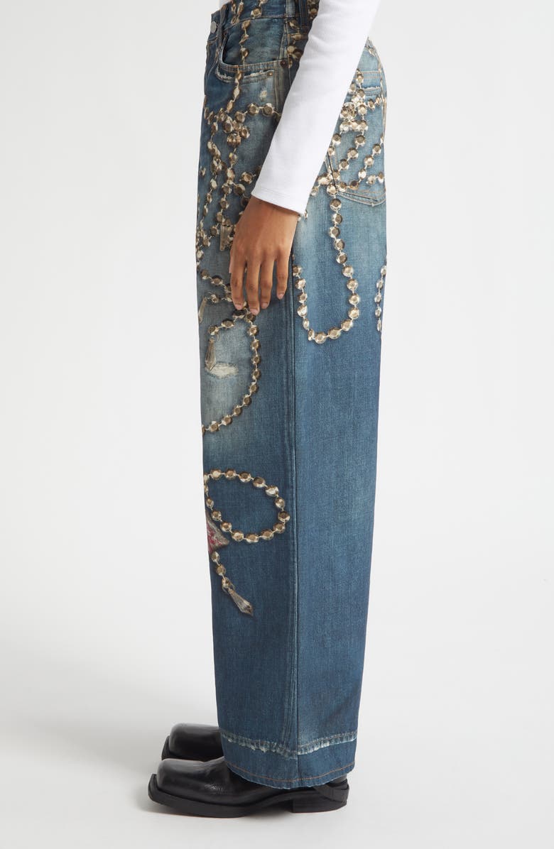 Acne Studios Gender Inclusive 1981 Loose Fit Trompe l'Oeil Jeans, Alternate, color, Mid Blue