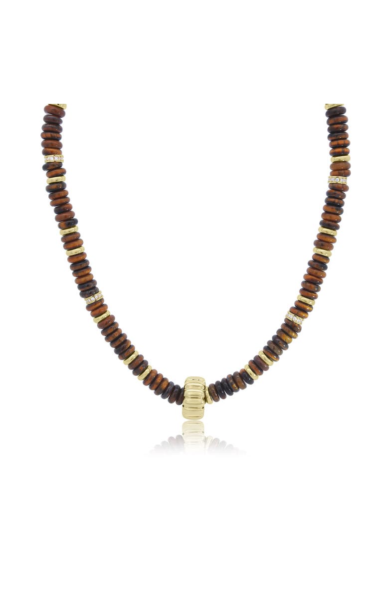 The Lovery Fine Jewelry Tigers Eye Bead Rondel Necklace, Main, color, Tigers Eye