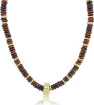 The Lovery Fine Jewelry Tigers Eye Bead Rondel Necklace