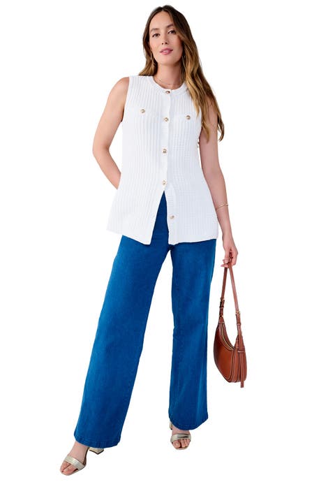 Boxy Stitch Cardigan Sweater Vest (Plus)