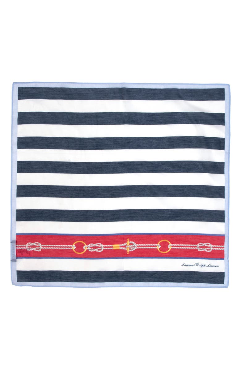 Lauren Ralph Lauren Nautical Stripe Small Square Scarf, Alternate, color, Refined Navy