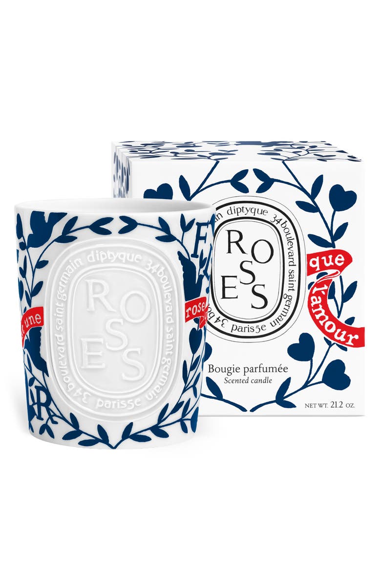 Diptyque Roses Large Scented Candle, Main, color, 