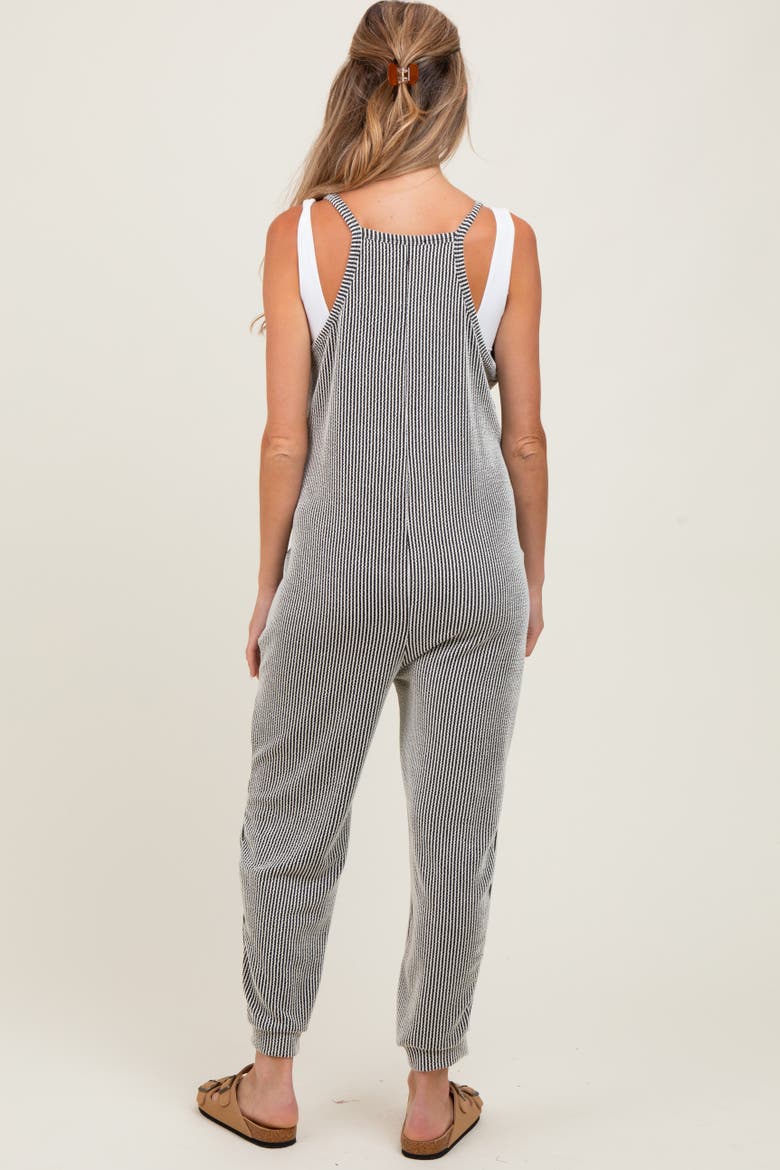 Ribbed Sleeveless Jumpsuit, Alternate, color, Black