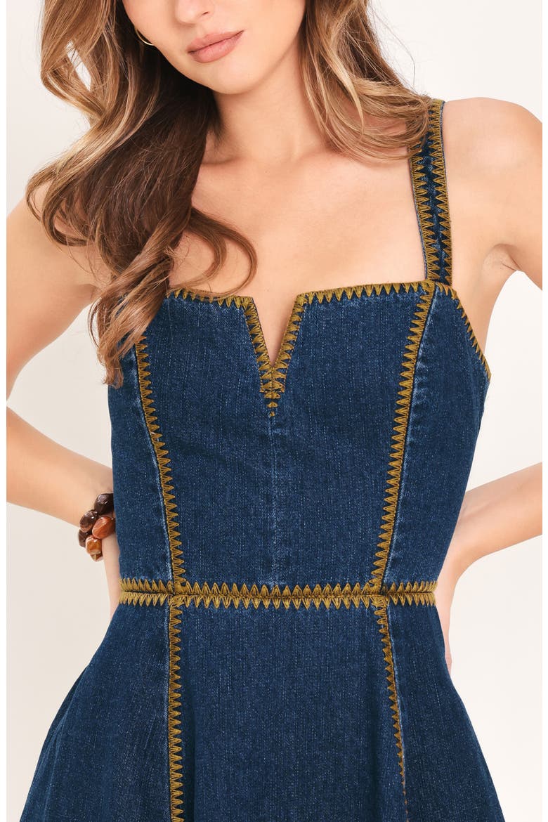 Denim Fit & Flare Dress, Alternate, color, INDIGO DENIM