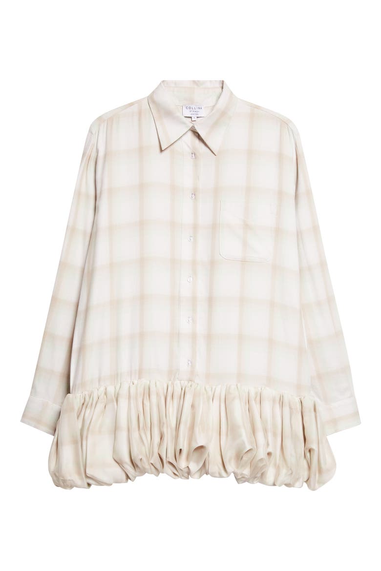 Valerian Plaid Long Sleeve Bubble Hem Mini Shirtdress, Alternate, color, HAZE PLAID