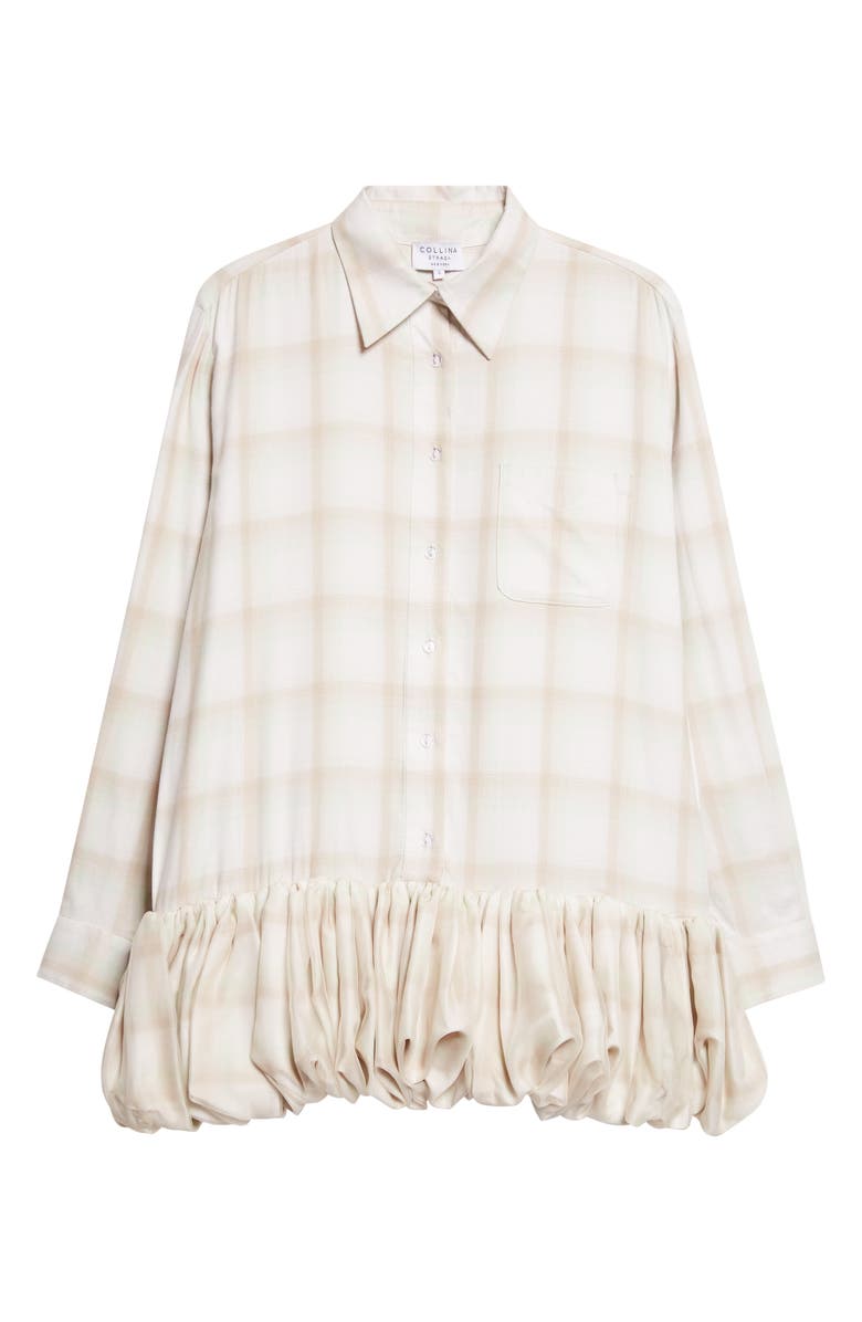 Collina Strada Valerian Plaid Long Sleeve Bubble Hem Mini Shirtdress, Alternate, color, Haze Plaid