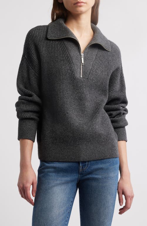 TREASURE & BOND TREASURE & BOND QUARTER ZIP MERINO WOOL & COTTON SWEATER 
