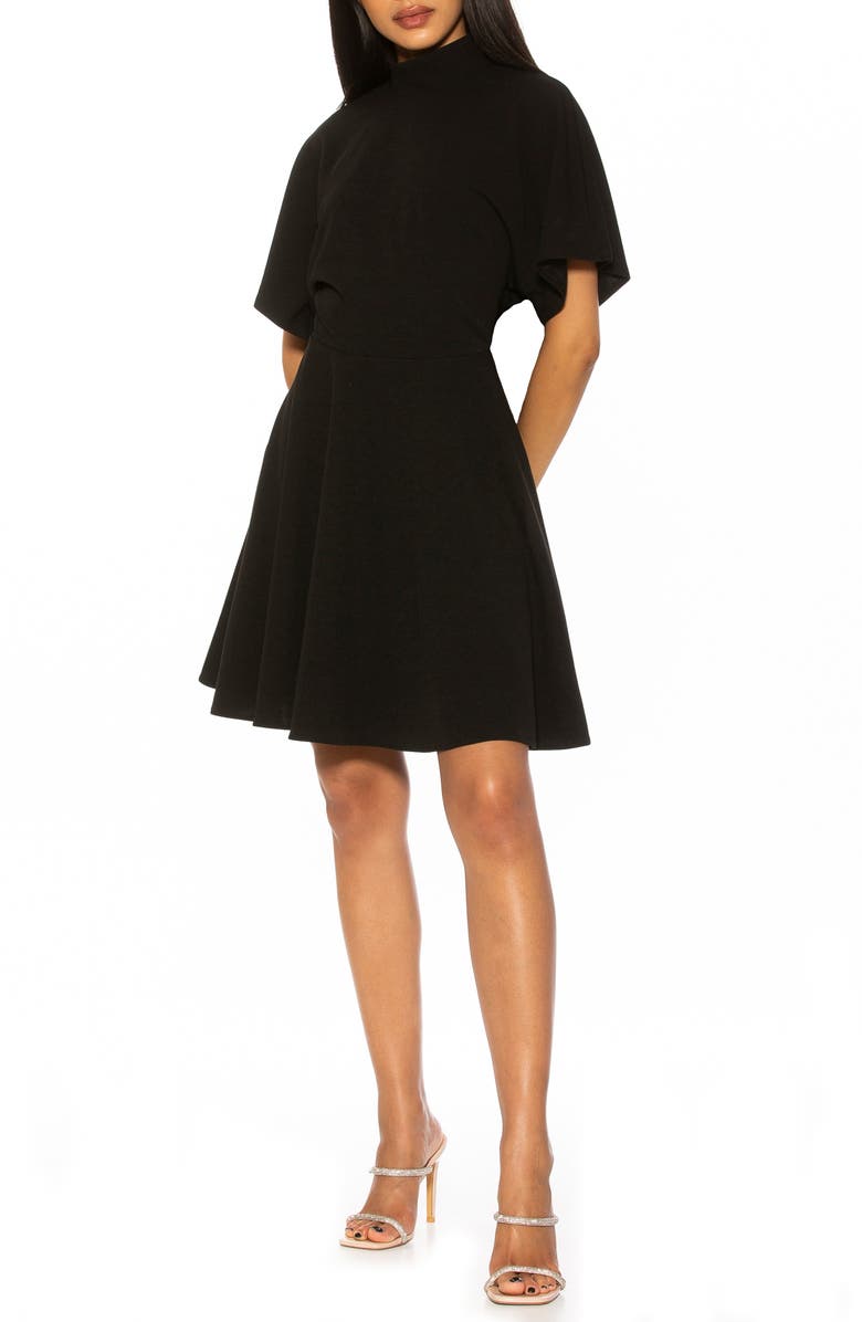 Alexia Admor Autumn Mock Neck Fit & Flare Dress, Main, color, Black