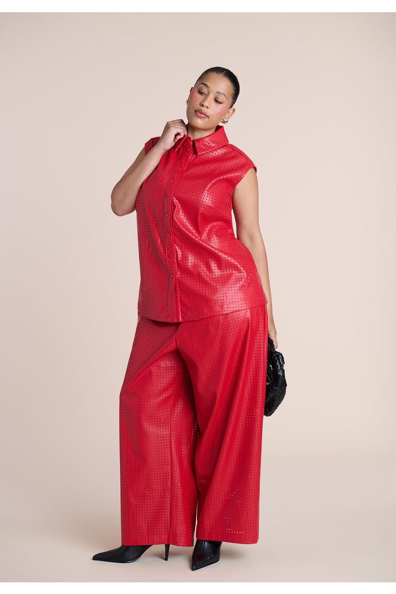 Perforated Faux Leather Pant, Main, color, BARBADOS CHERRY