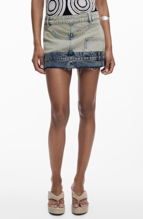 Double Waist Denim Miniskirt