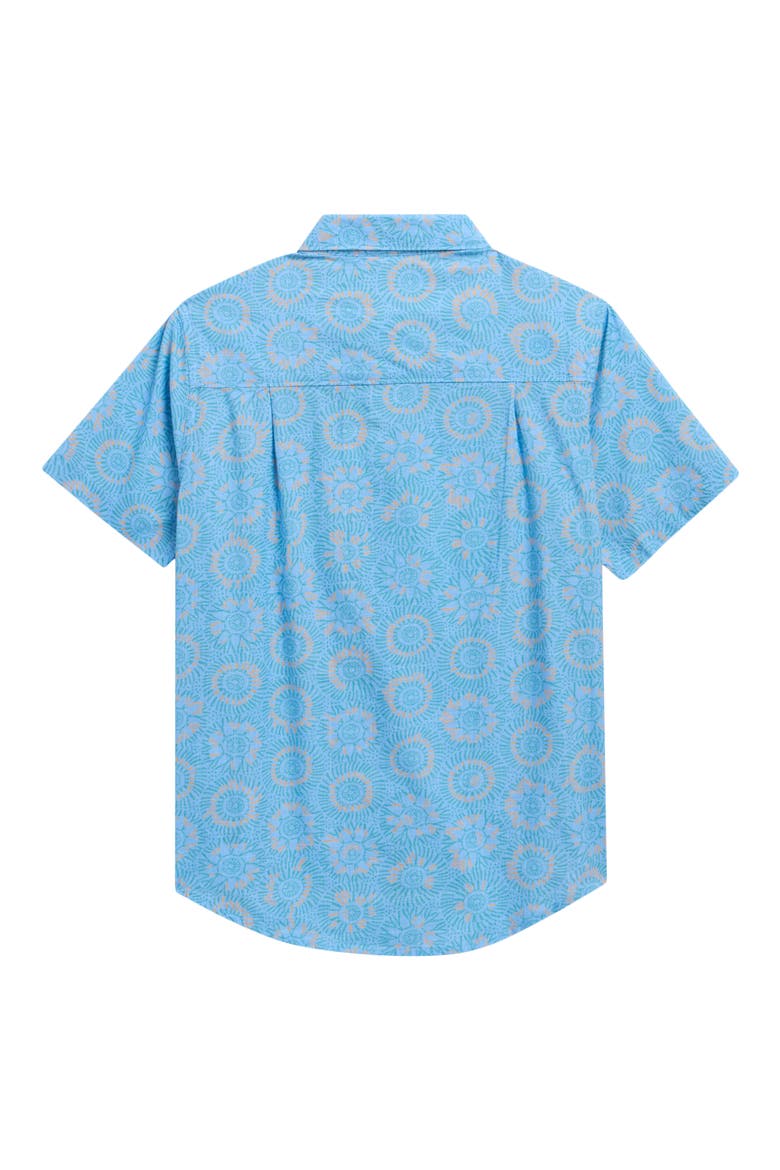 Kids' Short Sleeve Cotton Blend Button-Up Shirt, Alternate, color, COAST BLUE