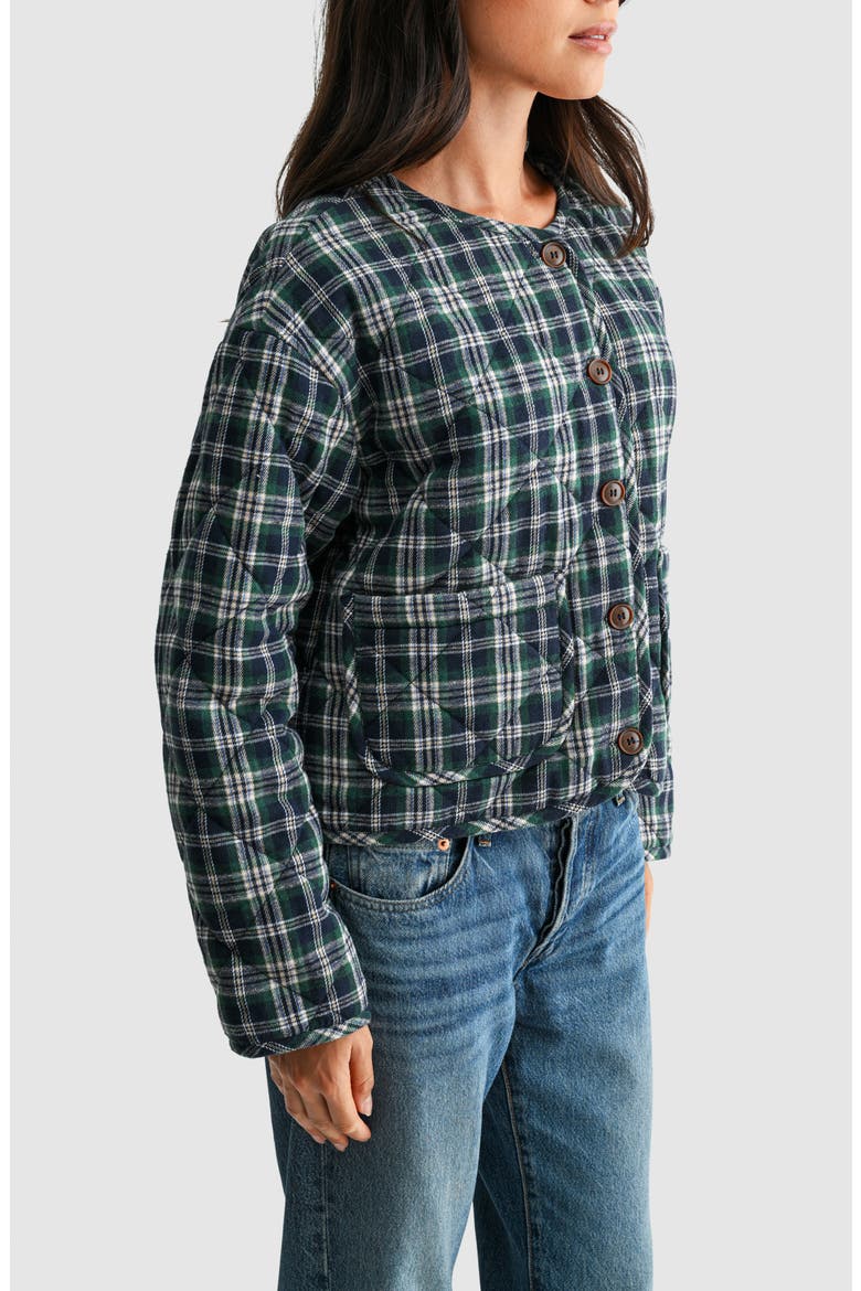 Plaid Quilted Jacket, Alternate, color, GREEN PLAID