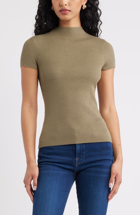 Rib Knit Mock Neck Sweater