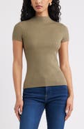 Open Edit Rib Knit Mock Neck Sweater