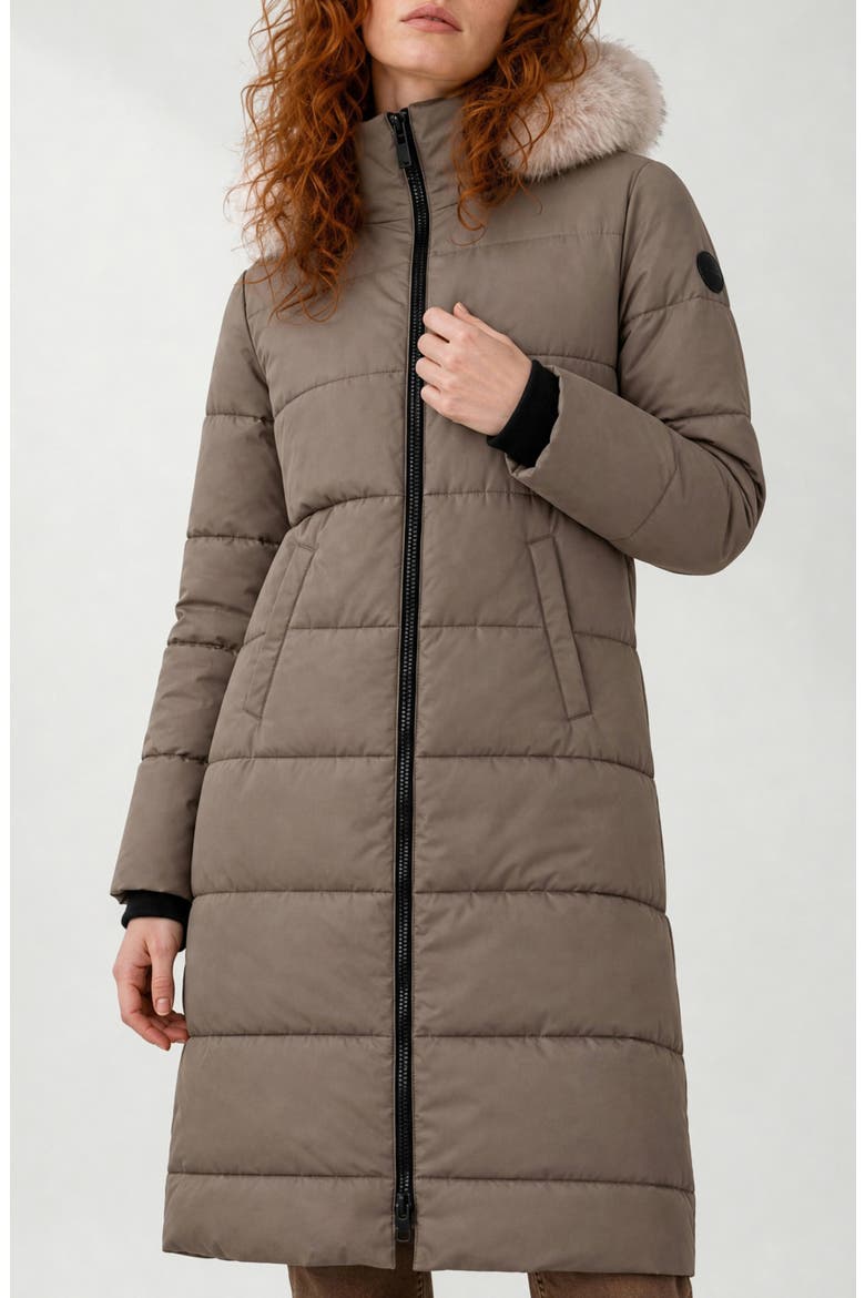 Winter Long Parka with Faux Fur Trim, Main, color, MOCHA