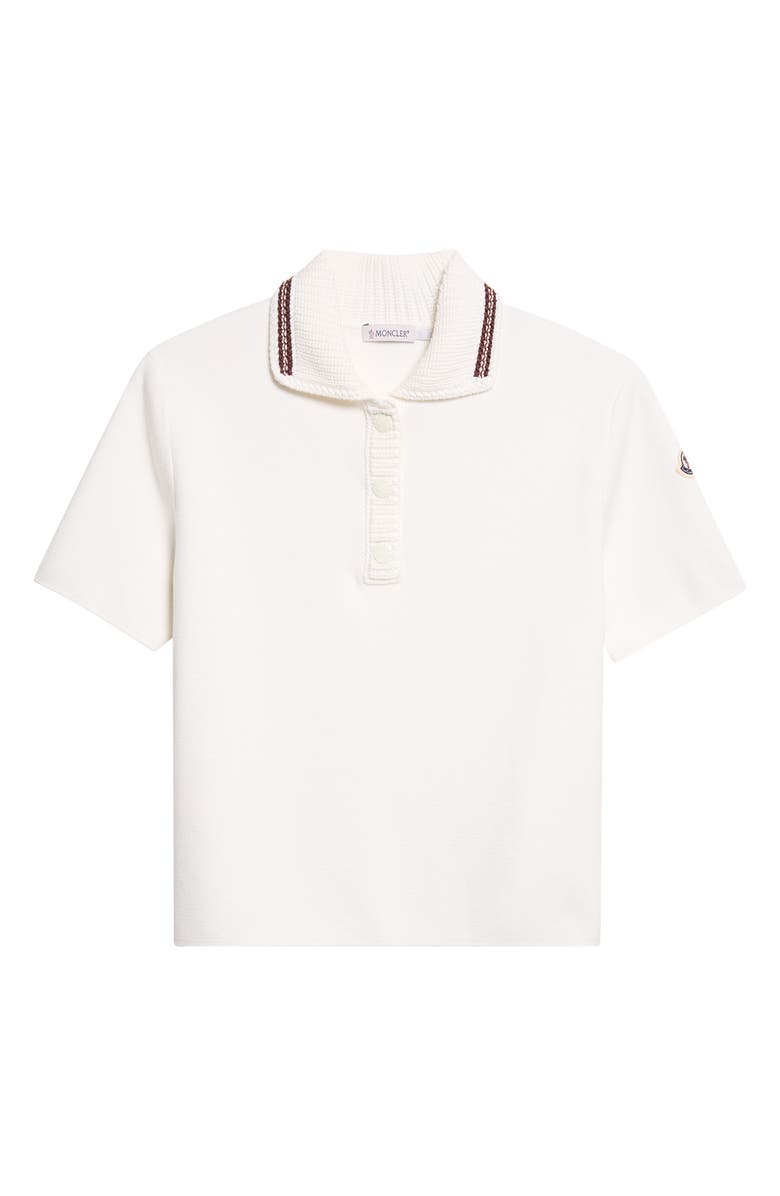 Moncler Knit Collar Cotton Polo, Alternate, color, White