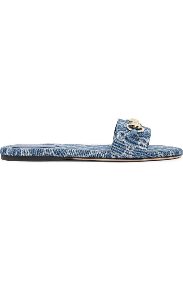 Gucci Siaga Horsebit GG Monogram Slide Sandal, Alternate, color, Blue