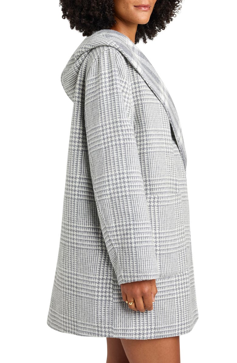 Splendid Elliott Plaid Reversible Hooded Wool Blend Coat, Alternate, color, Grey Glen Check