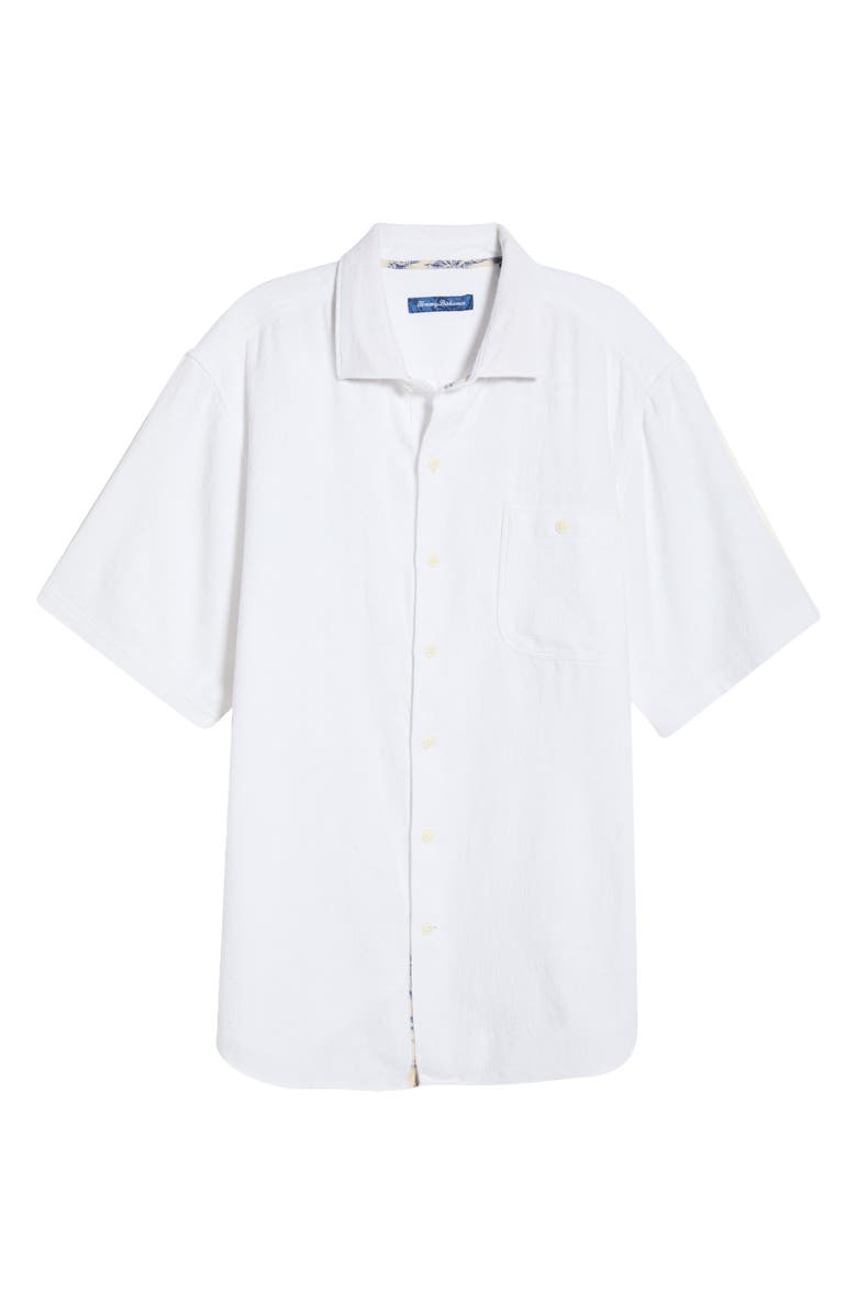 Tommy Bahama Breeze Island Short Sleeve Cotton Jacquard Button-Up Shirt, Alternate, color, White