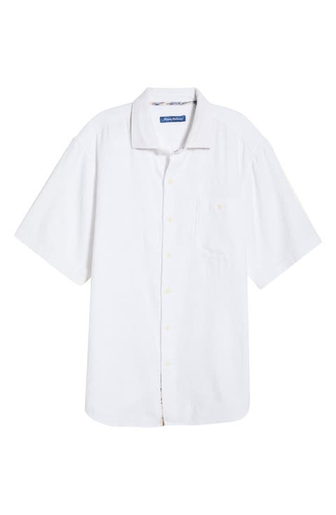 Breeze Island Short Sleeve Cotton Jacquard Button-Up Shirt