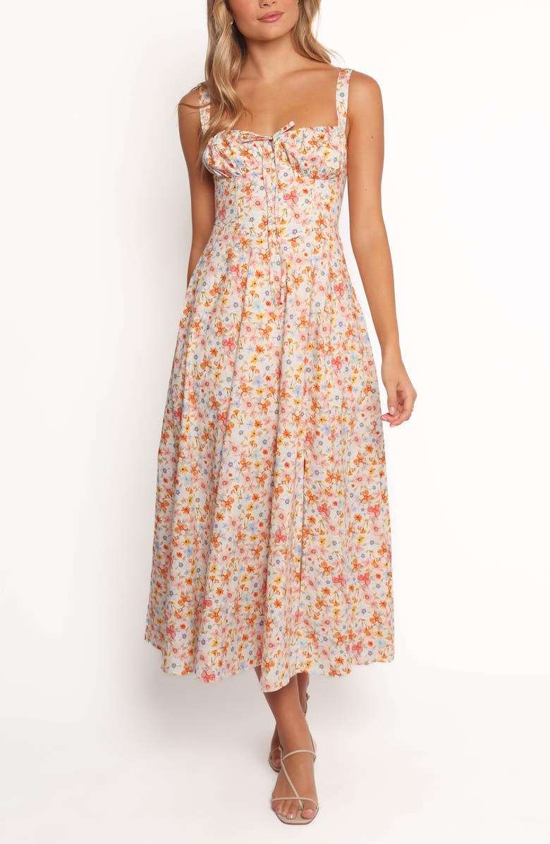 Petal & Pup Wisteria Floral Sleeveless Midi Dress, Main, color, Orange