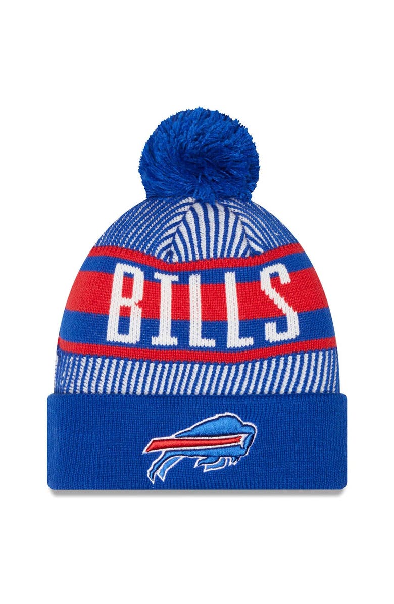 New Era Men's New Era Royal Buffalo Bills Striped Cuffed Knit Hat with Pom, Main, color, 