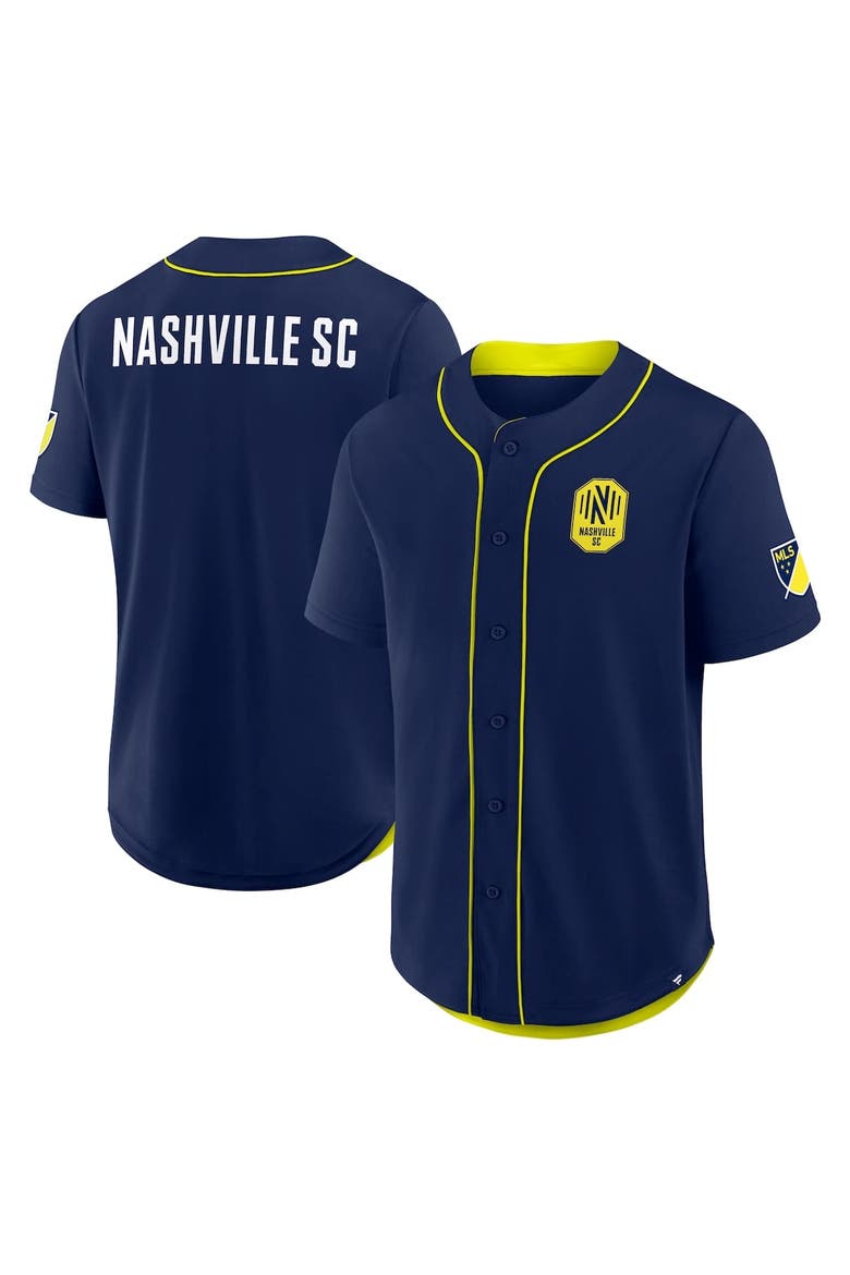 Men's Fanatics Navy Nashville SC Injury Time Baseball Jersey, Main, color, Navy