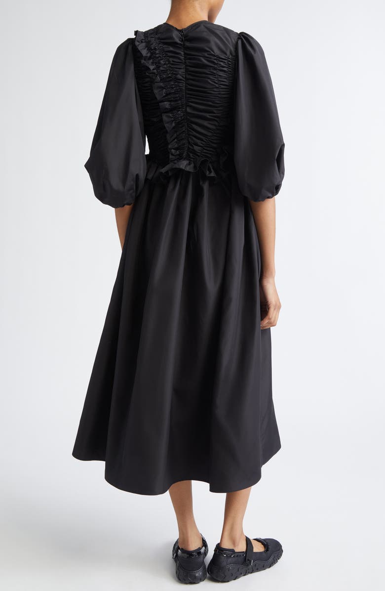 Cecilie Bahnsen Bolia Puff Sleeve Recycled Faille Dress, Alternate, color, Black