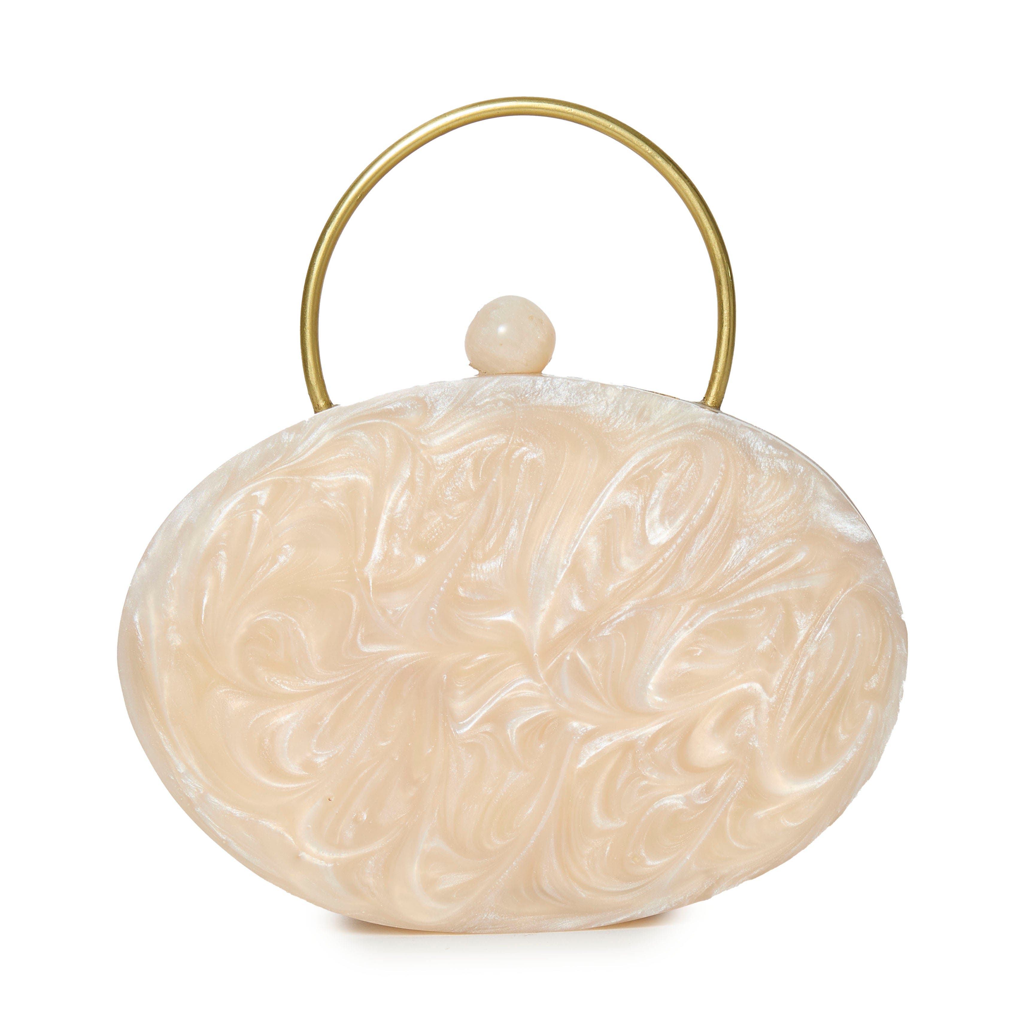 Lele Sadoughi Oval Minaudiere, Main, color, Ivory Pearl 100