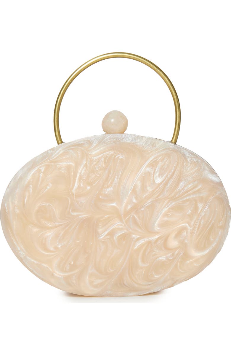 Lele Sadoughi Oval Minaudiere, Main, color, Ivory Pearl 100