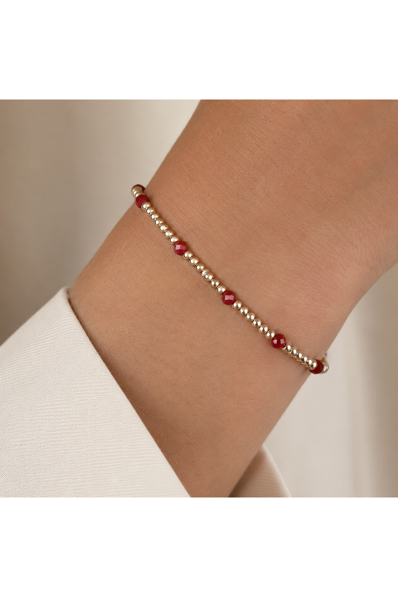 Ruby Gold Filled Beaded Bracelet, Alternate, color, Gold